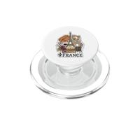 Paris France Tour Eiffel Fromage Vin Croissant Vintage GRAP PopSockets PopGrip pour MagSafe