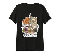 Paris France Tour Eiffel Fromage Vin Croissant Vintage GRAP T-Shirt Haut de Gamme
