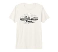 Paris France Tour Eiffel Paysage Urbain Croquis Art T-Shirt Haut de Gamme