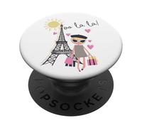 Paris France Tour Eiffel Rétro Cadeau Souvenir Fille Femme Homme PopSockets PopGrip Adhésif