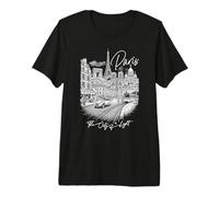 Paris France Ville Lumière Skyline et Tour Eiffel T-Shirt Haut de Gamme