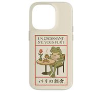 Paris Frog French Croissant Café Art Japonais Petit Déjeuner Coque pour iPhone 14 Pro