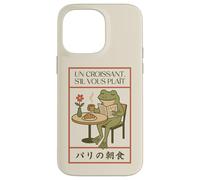 Paris Frog French Croissant Café Art Japonais Petit Déjeuner Coque pour iPhone 14 Pro Max