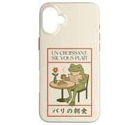 Paris Frog French Croissant Café Art Japonais Petit Déjeuner Coque pour iPhone 16 Plus