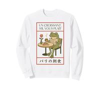 Paris Frog French Croissant Café Art Japonais Petit Déjeuner Sweatshirt