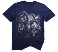 Paris Gang Cat Dog Street Meme Shirt (2XL, Bleu)