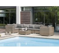 Salon de jardin Montmartre 7 places en résine tressée miel