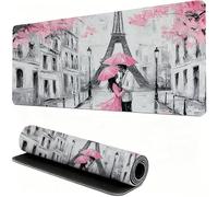 Paris Grand Tapis de Souris Gamer 1200x600mm, Tapis de Bureau Gaming Saint Valentin avec Coutures Renforcées, Base en Caoutchouc Antidérapant, Mouse Pad XXL pour Gaming et Bureau, Portable W6-114