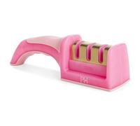 Paris Hilton Aiguiseur de couteaux de cuisine professionnel en 3 étapes avec poignée ergonomique, base antidérapante, et étapes d'affûtage grossières, moyennes et fines, rose