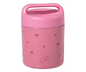 Paris Hilton Bocal alimentaire en acier inoxydable, à double paroi scellé sous vide avec couvercle à poignée de transport, 355 ml, rose avec motif cœur