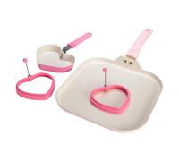 Paris Hilton Breakfast Ceramic Nestick ustendies Nettands comprend une plaque chauffante carr e mini po le en forme de coeur et deux anneaux d'oe
