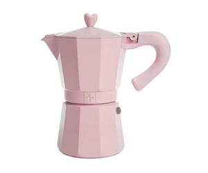 Paris Hilton Cafetière expresso et cafetière de style italien et cubain avec bouton en forme de cœur emblématique, parfaite pour un expresso aromatique riche, peut contenir jusqu'à 6 tasses à