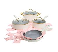 Paris Hilton Epic Pots et casseroles antiadhsives Set multicouches Couvilles en verre trempes en revtement Tound Tou tour