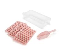 Paris Hilton Lot de 6 mini bacs à glaçons en forme de cœur - 3 moules, bac de rangement avec couvercle et pelle, en silicone facile à démouler, sans BPA, rose