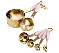 Paris Hilton Mesurer des tasses et des cuilleres en acier inoxydable avec une poignee de lave-vaisselle en silicone rose sans danger pour les ing