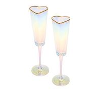 Paris Hilton PH Hearts Collection Lot de 2 flûtes à champagne en forme de cœur irisé + bord doré