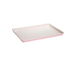 Paris Hilton Plaque de cuisson antiadhésive en acier au carbone, 38,1 x 25,4 cm, passe au lave-vaisselle, fabriquée sans PFOA et PFAS, rose crème bicolore