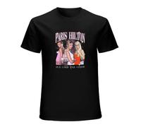 Paris-Hilton T-Shirt Hippie Clothes Korean Fashion Plain T Shirts Men Black XL