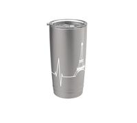 Paris Horizon Skyline Amour Battement De Coeur Tour Eiffel Gobelet isotherme en acier inoxydable double paroi