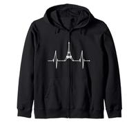 Paris Horizon Skyline Amour Battement De Coeur Tour Eiffel Sweat à Capuche
