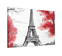 Paris - Impression murale sans cadre 30,5 x 45,7 cm, impression sur toile avec crochets de montage, décoration d'intérieur moderne pour salon, chambre à coucher et bureau.