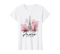 Paris Je t'aime Tour Eiffel Rose France Souvenirs de Paris T-Shirt Graphique avec Valeur