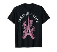 Paris Je t'aime Tour Eiffel Rose France Souvenirs de Paris T-Shirt Graphique avec Valeur