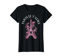 Paris Je t'aime Tour Eiffel Rose France Souvenirs de Paris T-Shirt Graphique avec Valeur