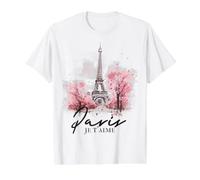 Paris Je t'aime Tour Eiffel Rose France Souvenirs de Paris T-Shirt Graphique avec Valeur