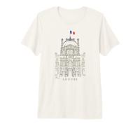 Paris, Louvre, Dessin à la Main Château du Louvre, France T-Shirt Haut de Gamme