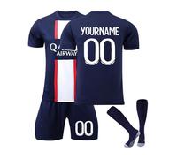 Paris Maillot de Football Personnalisé avec Nom Nombre pour Enfant Et Adulte, PSG Ensemble de Foot Entraînement T-Shirt Short et Chaussettes