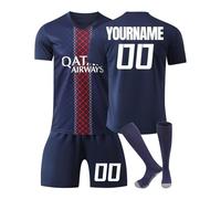Paris Maillot de Football Personnalisé avec Nom Nombre, PSG Ensemble de Foot Entraînement T-Shirt Short et Chaussettes pour Garçon Et Homme