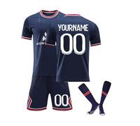 Paris Maillot de Football Personnalisé avec Nom Nombre, PSG Ensemble de Foot Entraînement T-Shirt Short et Chaussettes pour Enfant Et Adulte