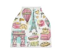Paris Mignon Coeur Housse de Canopée pour Poussette,Siège de Voiture pour Bébé Dais Siège Auto Couverture D'Allaitement Pare-Soleil Respirant Extensible pour Bébé