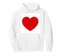 Paris Mon Amour - Blanc avec Red Heart Design Sweat à Capuche