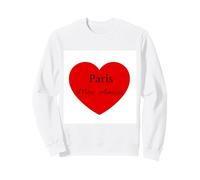Paris Mon Amour - Blanc avec Red Heart Design Sweatshirt