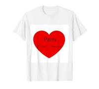 Paris Mon Amour - Blanc avec Red Heart Design T-Shirt