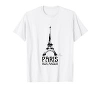 Paris Mon Amour Tour Eiffel Graphique Artistique à Pinceau T-Shirt