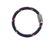 Paris Montana Bracelet original en corde de voile - Style bohème et nautique - 8 mm - Tressé - Fermeture magnétique avec gravure d'ancre - Bijou unisexe, 22 cm, Corde de voile, Aucun