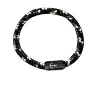 Paris Montana Bracelet Paracord tressé en fil de marin avec fermoir magnétique en acier inoxydable noir, gravure ancre, maritime et imperméable, 8 mm de diamètre, fait main, 19, Corde de voile, Aucun