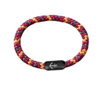 Paris Montana Bracelet Paracord tressé en fil de marin avec fermoir magnétique en acier inoxydable noir, gravure ancre, maritime et imperméable, 8 mm de diamètre, fait main, 21, Corde de voile, Aucun