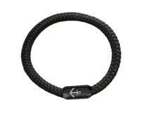 Paris Montana Bracelet Paracord tressé en fil de marin avec fermoir magnétique en acier inoxydable noir, gravure ancre, maritime et imperméable, 8 mm de diamètre, fait main, 24, Corde de voile, Aucun