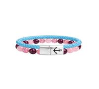 Paris Montana Bracelet pour femme en corde de voile et pierre naturelle - Bracelet enroulé maritime/bracelet de perles avec fermeture magnétique de sécurité et gravure d'ancre, 23 cm, Corde de voile