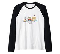Paris Monuments Tour Eiffel Arc de Triomphe Souvenir Manche Raglan