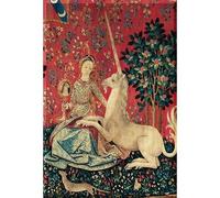 Paris - Musée du Moyen Âge - Thermes et Hôtel de Cluny - Tenture de la Dame à la Licorne : la vue (détail) - Magnet 5,4 x 7,9 cm