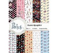 Paris Muster Bastelpapier: Scrapbooking Papier Frankreich | Din A4, 20 Blatt, Doppelseitig I Für Reisetagebücher, Origami, Decoupage, Karten Herstellung | Journal-Dekoration, Kreative Collagen
