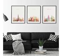 Paris New York Londres City Skyline affiches nordiques imprime Art mural toile peinture mur photos pour vivre décor à la maison 30x40cmx3 sans cadre