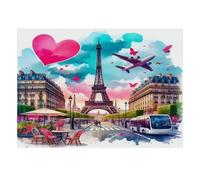 Paris Papillon Cœur 1000pcs Mini Puzzle pour Adultes Difficile | 38x26cm Carton Décor Salon Structure Durable Cadeau Anniversaire Relaxation