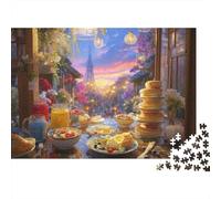 Paris Petit déjeuner scène 1000 Pièces Carton Robuste Puzzle Classique Senior Jigsaw Enthusiastes Défi du Jeu Éducatif 52x38cm/1000pcs
