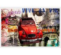 Paris - Poster - cars - deux cv + cadre amovible, Shinsuke® Maxi MDF blanc, vitre acrylique